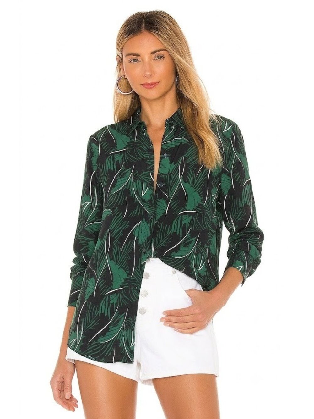 NWT Equipment Essential in Eclipse Palm Frond Silk Button Down Shirt M $278